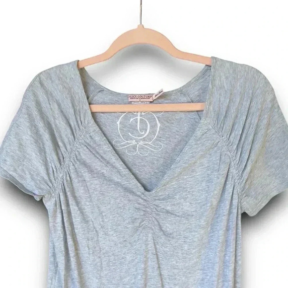 Vintage Juicy Couture Gray Short Sleeve Dress Logo Script Crown Embroidery S Y2K - Picture 6 of 11